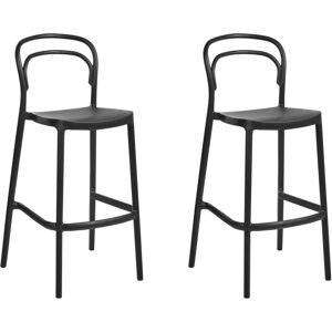 Beliani - Set of 2 Bar Chairs Plastic Modern Weather Resistant Indoor and Outdoor Use Black Porano Beliani - Set of 2 Bar Chairs Plastic Modern Weather Resistant Indoor and Outdoor Use Black Porano
