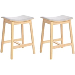 BELIANI Set of 2 Bar Stools DIXON Wood Light Grey BELIANI Set of 2 Bar Stools DIXON Wood Light Grey