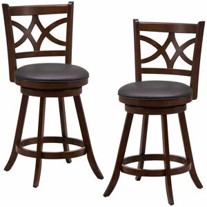 Costway - Set of 2 Bar Stools Counter Height Chair Pub 360 °Swiveling Upholstered Seat 24' Costway - Set of 2 Bar Stools Counter Height Chair Pub 360 °Swiveling Upholstered Seat 24'