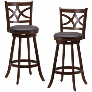 Costway - Set of 2 Bar Stools Counter Height Chair Pub 360 °Swiveling Upholstered Seat 29' Costway - Set of 2 Bar Stools Counter Height Chair Pub 360 °Swiveling Upholstered Seat 29'