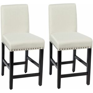 Costway - Set of 2 Bar Stools Counter Height Chair Upholstered w/ Low Backrest Wide Seat Costway - Set of 2 Bar Stools Counter Height Chair Upholstered w/ Low Backrest Wide Seat