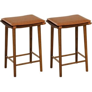 Costway - Set of 2 Bar Stools Counter Height Stools Saddle Seat Stool with Solid Wood Legs Costway - Set of 2 Bar Stools Counter Height Stools Saddle Seat Stool with Solid Wood Legs