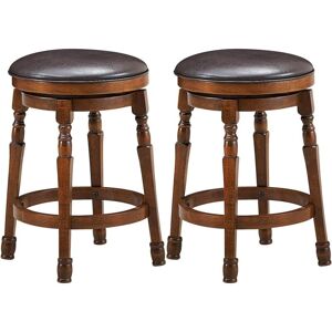 COSTWAY 2 Tabourets de Bar, Chaise de Bar Pivotant à 360° avec Siège en Cuir PU Rembourré, Repose-Pieds et Cadre en Bois d'Hévéa COSTWAY 2 Tabourets de Bar, Chaise de Bar Pivotant à 360° avec Siège en Cuir PU Rembourré, Repose-Pieds et Cadre en Bois d'Hévéa