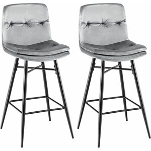 Costway - Set of 2 Bar Stools Velvet Counter Height Chair Upholstered High Dining Chairs Costway - Set of 2 Bar Stools Velvet Counter Height Chair Upholstered High Dining Chairs