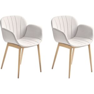 Beliani - Set of 2 Modern Light Grey Fabric Dining Chairs Beliani - Set of 2 Modern Light Grey Fabric Dining Chairs