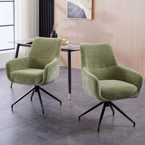Furniture One - Set of 2 Chenille Padded Dining Chair - Green Furniture One - Set of 2 Chenille Padded Dining Chair - Green