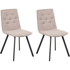 BELIANI Set of 2 Dining Chairs Armless Scandinavian Design Easy Clean Upholstery Light Brown Carver BELIANI Set of 2 Dining Chairs Armless Scandinavian Design Easy Clean Upholstery Light Brown Carver