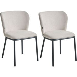 BELIANI Set of 2 Dining Chairs ARTESIA Fabric Light Beige BELIANI Set of 2 Dining Chairs ARTESIA Fabric Light Beige