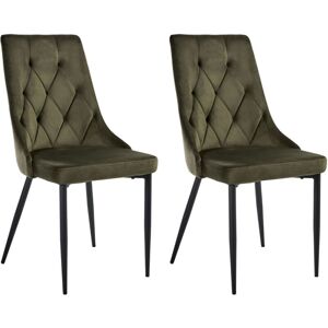 BELIANI Set of 2 Dining Chairs AVENIR Velvet Olive Green BELIANI Set of 2 Dining Chairs AVENIR Velvet Olive Green