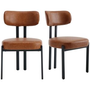 WAHSON OFFICE CHAIRS Dining Chairs 2Pcs in pu Leather Upholstered Modern Kitchen Chairs with Metal Legs for Living Room Rastaurant Cafe, Brown, Wahson WAHSON OFFICE CHAIRS Dining Chairs 2Pcs in pu Leather Upholstered Modern Kitchen Chairs with Metal Legs for Living Room Rastaurant Cafe, Brown, Wahson