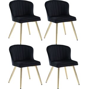 Wahson Office Chairs - Modern Dining Chairs Set of 4 in Velvet Side Chairs with Shell Designed Backrest for Kitchen Living Room Restaurant, Black, Wahson Office Chairs - Modern Dining Chairs Set of 4 in Velvet Side Chairs with Shell Designed Backrest for Kitchen Living Room Restaurant, Black,