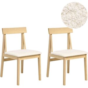 BELIANI Set of 2 Dining Chairs ISLE Wood Light Brown/ Beige BELIANI Set of 2 Dining Chairs ISLE Wood Light Brown/ Beige