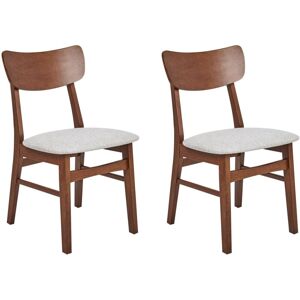 BELIANI Set of 2 Dining Chairs ANOKA Wood Brown/ Grey BELIANI Set of 2 Dining Chairs ANOKA Wood Brown/ Grey