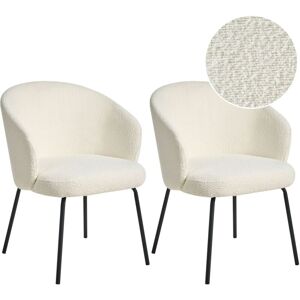 BELIANI Set of 2 Dining Chairs LUDDEN Boucle Light Beige BELIANI Set of 2 Dining Chairs LUDDEN Boucle Light Beige
