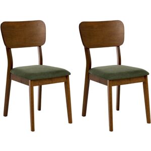 BELIANI Set of 2 Dining Chairs MINIER Wood Green/ Dark Brown BELIANI Set of 2 Dining Chairs MINIER Wood Green/ Dark Brown