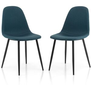 COSTWAY Set of 2 Dining Chairs Upholstered Fabric Leisure chair With Cushion Seat Back COSTWAY Set of 2 Dining Chairs Upholstered Fabric Leisure chair With Cushion Seat Back