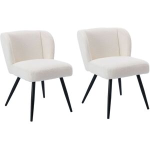 WAHSON OFFICE CHAIRS Dining Chairs Set of 2 in Faux Fur Upholstered Leisure Side Chairs with Backrest for Kitchen Living Room Restaurant, White, Wahson WAHSON OFFICE CHAIRS Dining Chairs Set of 2 in Faux Fur Upholstered Leisure Side Chairs with Backrest for Kitchen Living Room Restaurant, White, Wahson