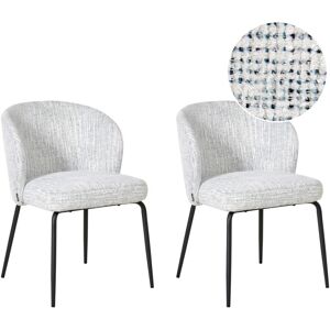 BELIANI Set of 2 Dining Chairs ZANA Fabric White/ Blue BELIANI Set of 2 Dining Chairs ZANA Fabric White/ Blue