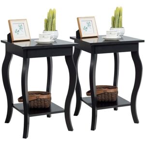 Costway - Set of 2 End Table Living Room Accent Table Sofa Side Table-Black Costway - Set of 2 End Table Living Room Accent Table Sofa Side Table-Black