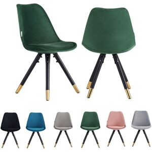 LIFE INTERIORS Set of 2 Green Sofia Ergonomic Modern Dining Chairs Upholstered in Velvet, Metal Legs with Gold End Tips LIFE INTERIORS Set of 2 Green Sofia Ergonomic Modern Dining Chairs Upholstered in Velvet, Metal Legs with Gold End Tips