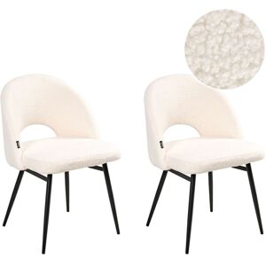 Beliani White Bouclé Dining Chairs Set of 2 Beliani White Bouclé Dining Chairs Set of 2