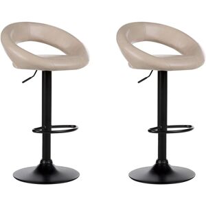 BELIANI Set of 2 Modern Swivel Height Adjustable Bar Stools Faux Leather Light Beige Peoria II BELIANI Set of 2 Modern Swivel Height Adjustable Bar Stools Faux Leather Light Beige Peoria II