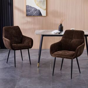 Furniture One - Set of 2 Padded Dining Chair Stationary Task Chair - Brown Furniture One - Set of 2 Padded Dining Chair Stationary Task Chair - Brown