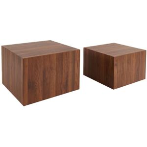 SWEEEK Set of 2 square wood effect nesting coffee tables, Sylva, Walnut, 58x58x40 cm SWEEEK Set of 2 square wood effect nesting coffee tables, Sylva, Walnut, 58x58x40 cm