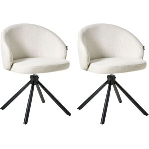 BELIANI Set of 2 Dining Chairs Swivel OVALO Fabric Off-White BELIANI Set of 2 Dining Chairs Swivel OVALO Fabric Off-White
