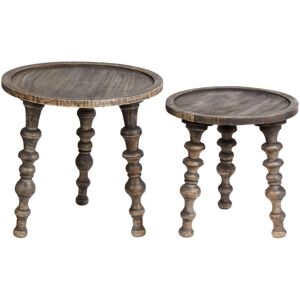 Beliani Model - Rustic Dark Mango Wood Side Table Set Beliani Model - Rustic Dark Mango Wood Side Table Set