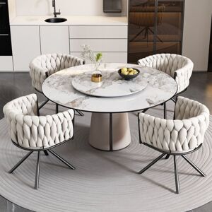 ABRIHOME Set of 4, Velvet Dining Chair, Single Light Luxury Living Room Bedroom Swivel Chair, Leisure Swivel Chair with Four Metal Support Legs, Beige ABRIHOME Set of 4, Velvet Dining Chair, Single Light Luxury Living Room Bedroom Swivel Chair, Leisure Swivel Chair with Four Metal Support Legs, Beige