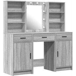 Dressing Table Set with Shelf 3 pcs Grey sonoma Engineered wood vidaXL Dressing Table Set with Shelf 3 pcs Grey sonoma Engineered wood vidaXL