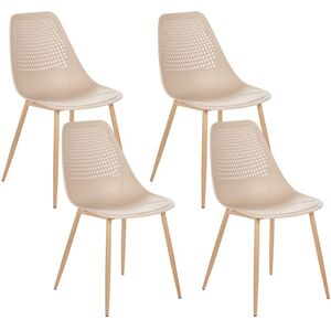 Beliani - Set of 4 Dining Chairs Modern Minimalistic Armless Plastic Seat Beige Hazelton Beliani - Set of 4 Dining Chairs Modern Minimalistic Armless Plastic Seat Beige Hazelton