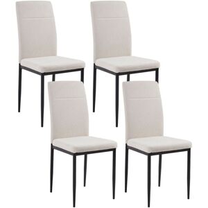 BELIANI Set of 4 Dining Chairs RINER Fabric Light Beige BELIANI Set of 4 Dining Chairs RINER Fabric Light Beige