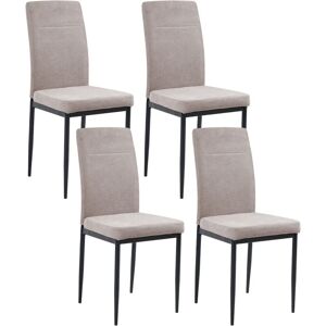 BELIANI Set of 4 Dining Chairs RINER Fabric Taupe BELIANI Set of 4 Dining Chairs RINER Fabric Taupe