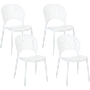 Beliani Set of 4 White Plastic Garden Chairs - Garden & Indoor Furniture Beliani Set of 4 White Plastic Garden Chairs - Garden & Indoor Furniture