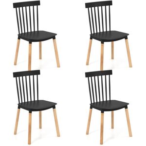 Costway - Set of 4 Windsor Dining Chairs Kitchen Armless Side Chairs-Black Costway - Set of 4 Windsor Dining Chairs Kitchen Armless Side Chairs-Black