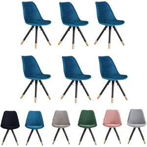 LIFE INTERIORS Set of 6 Blue Sofia Ergonomic Modern Dining Chairs Upholstered in Velvet, Metal Legs with Gold End Tips LIFE INTERIORS Set of 6 Blue Sofia Ergonomic Modern Dining Chairs Upholstered in Velvet, Metal Legs with Gold End Tips