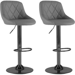 NEO DIRECT Set of Two Madrid Dark Grey Faux Leather Bar Stools NEO DIRECT Set of Two Madrid Dark Grey Faux Leather Bar Stools