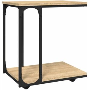 Vidaxl - Side Table with Wheels Sonoma Oak 50x35x55.5cm Engineered Wood Vidaxl - Side Table with Wheels Sonoma Oak 50x35x55.5cm Engineered Wood