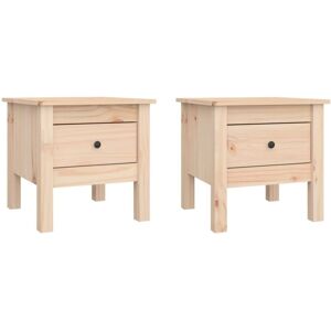 vidaXL Solid Wood Pine Side Table - Rustic Brown - Side Table vidaXL Solid Wood Pine Side Table - Rustic Brown - Side Table