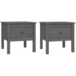Side Tables 2 pcs Grey 50x50x49 cm Solid Wood Pine vidaXL Side Tables 2 pcs Grey 50x50x49 cm Solid Wood Pine vidaXL