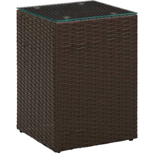 Vidaxl - Side Table with Glass Top Brown 35x35x52 cm Poly Rattan Vidaxl - Side Table with Glass Top Brown 35x35x52 cm Poly Rattan