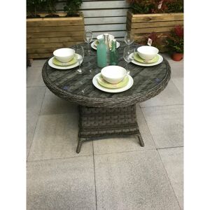 Signature Weave - Victoria Wicker 4 Seater Round Dining Table Grey 100cm Signature Weave - Victoria Wicker 4 Seater Round Dining Table Grey 100cm