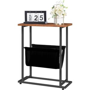 Hoobro - Slim Side Table, Narrow End Table, Industrial Bedside Tables with Magazine Holder Sling, Small Table for Small Spaces, Skinny Magazine Hoobro - Slim Side Table, Narrow End Table, Industrial Bedside Tables with Magazine Holder Sling, Small Table for Small Spaces, Skinny Magazine