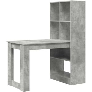 Desk with Shelf Concrete Grey 122 x 67 x 145 cm Engineered Wood vidaXL Desk with Shelf Concrete Grey 122 x 67 x 145 cm Engineered Wood vidaXL