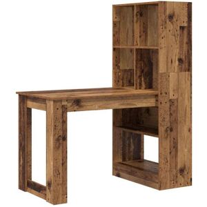 Desk with Shelf Old Wood 122 x 67 x 145 cm Engineered Wood Vidaxl Desk with Shelf Old Wood 122 x 67 x 145 cm Engineered Wood Vidaxl