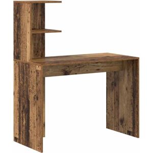 Desk with Shelf Old wood 102 x 50 x 124 cm Engineered wood vidaXL Desk with Shelf Old wood 102 x 50 x 124 cm Engineered wood vidaXL