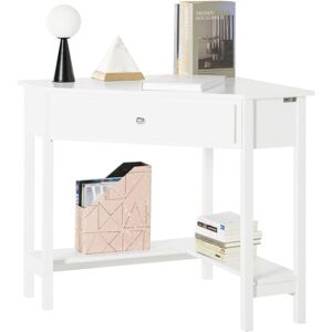 Sobuy - White Wood Triangle Computer Corner Table with Drawer, FWT31-W Sobuy - White Wood Triangle Computer Corner Table with Drawer, FWT31-W