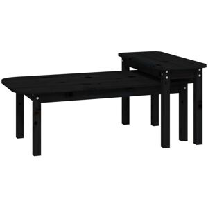 Vidaxl - 2 Piece Coffee Table Set Black Solid Wood Pine Vidaxl - 2 Piece Coffee Table Set Black Solid Wood Pine
